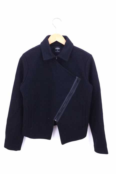 KATE SPADE SATURDAY(ケイトスペード サタデー) 袖ラインプリント メルトンウールライダースジャケット レディース アウター