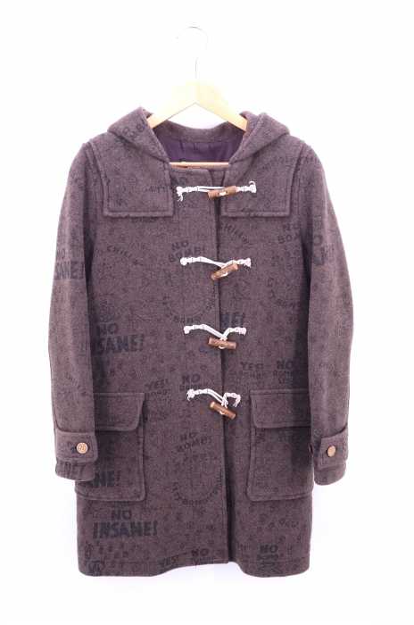 HYSTERIC GLAMOUR （ヒステリックグラマー） NO INSANE 総柄アートプリント 木製トグル メルトンウールダッフルコート レディース アウター