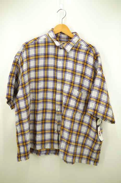 H BEAUTY&YOUTH（エイチ ビューティーアンドユース） CHECK WIDER SHIRT 半袖チェックシャツ メンズ トップス