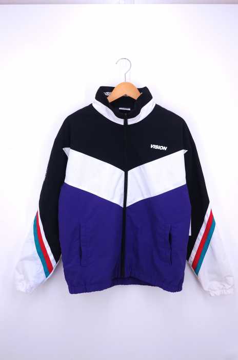 VISION STREET WEAR（ヴィジョンストリートウェア） バックロゴプリント トリコロール切替 ナイロンジャケット メンズ アウター