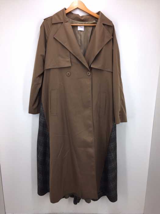 AMERI（アメリ） BALLOON CHECK GATHER JK グレンチェック切替レザーベルテッドコート レディース アウター