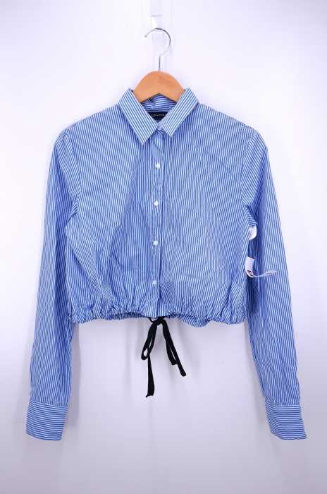 ZARA WOMAN （ザラ ウーマン） ストライプ柄 バルーンシルエット ショートボタンシャツ レディース トップス