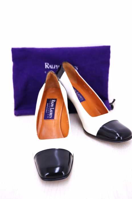 RALPH LAUREN PURPLE LABEL（ラルフローレンパープルレーベル） バイカラー レザーハイヒールパンプス レディース シューズ