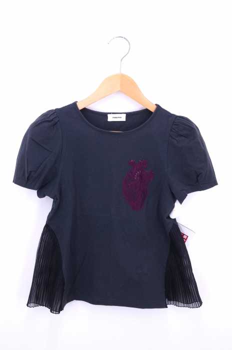 UNDERCOVER （アンダーカバー） 13AW 心臓レース刺繍 プリーツチュール切替 クルーネックS/Sカットソー レディース トップス