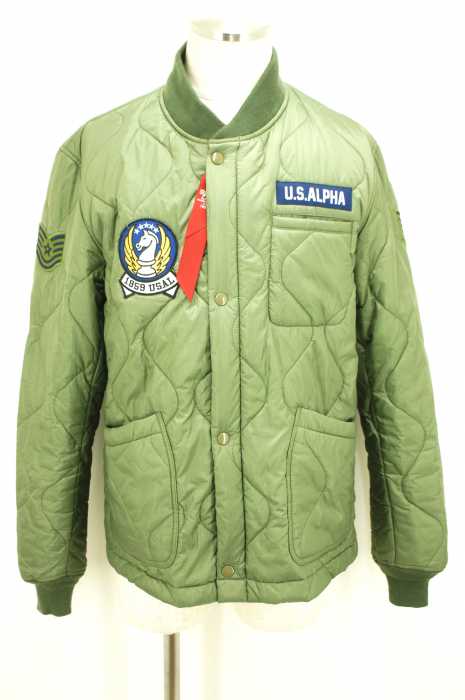 ALPHA INDUSTRIES (アルファインダストリーズ) ワッペン付きキルティングジャケット ブルゾン メンズ アウター