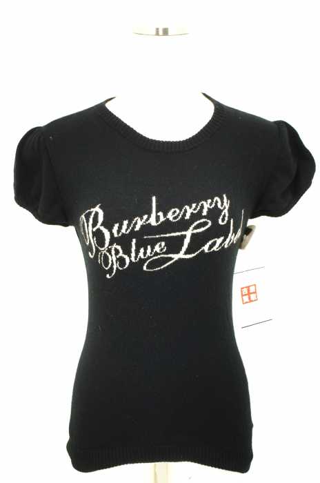 BURBERRY BLUE LABEL （バーバリーブルーレーベル） ロゴ入りパフスリーブ半袖ニット レディース トップス