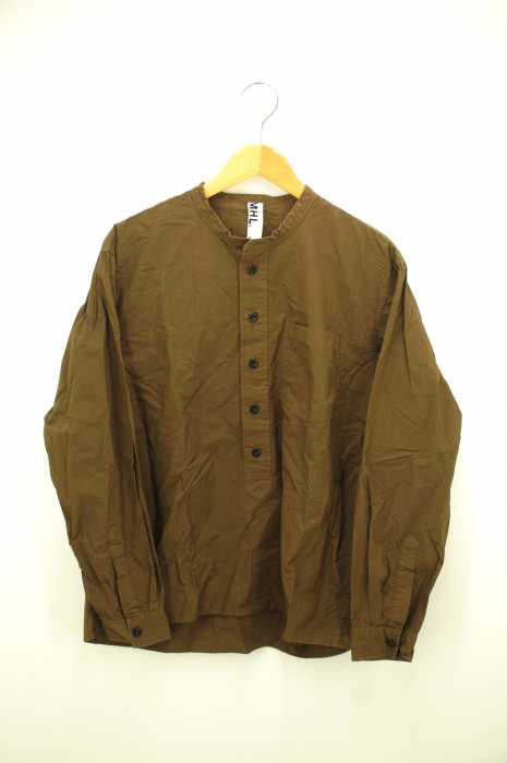 MHL. （エムエイチエル） COTTON RAMIE POPLIN ノーカラープルオーバーシャツ メンズ トップス