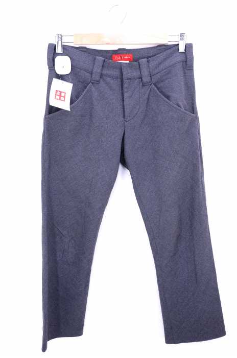 Ys Red Label(ワイズレッドレーベル) 08AW シャドーバイアスチェック柄 ウールギャバジン ノータックストレートスラックス レディース パンツ