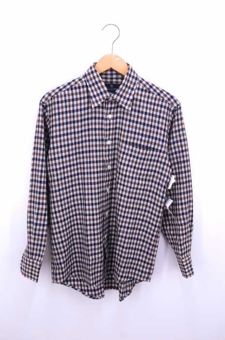 AQUASCUTUM (アクアスキュータム) シェパードチェック柄 ワイドシルエットコットンボタンシャツ メンズ トップス
