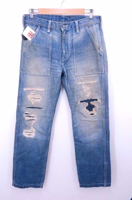 MOMOTARO JEANS (モモタロウジーンズ) ダメージリペア加工GTBデニム ベイカーパンツ メンズ パンツ