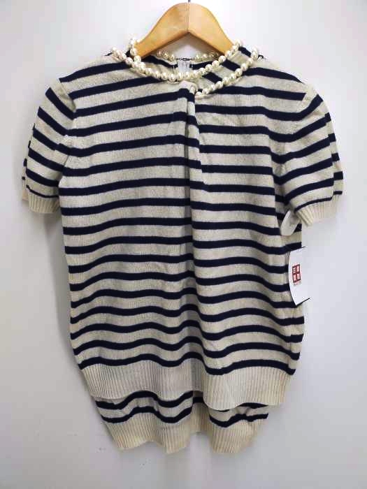 JUNYA WATANABE COMME des GARCONS(ジュンヤワタナベコムデギャルソン) AD2003 パール装飾レイヤードボーダーニット レディース トップス