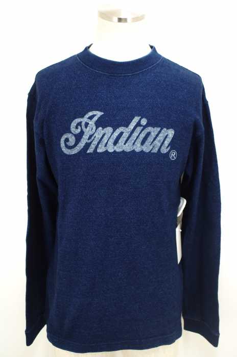 INDIAN （インディアン） モックネックインディゴプリントカットソー メンズ トップス
