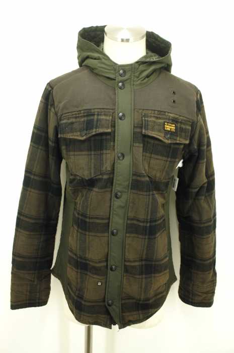G-STAR RAW （ジースターロー） 異素材切替 チェック柄 フーデッド メンズ アウター