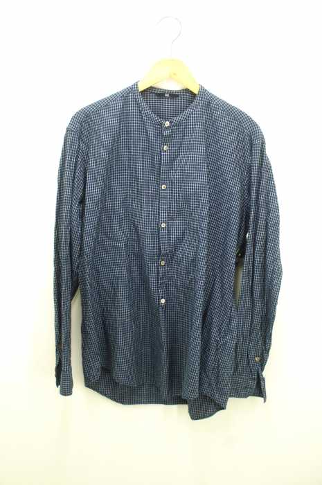 45rpm （フォーティーファイブアールピーエム） インディゴ先染めプルオーバーバンドカラーシャツ メンズ トップス