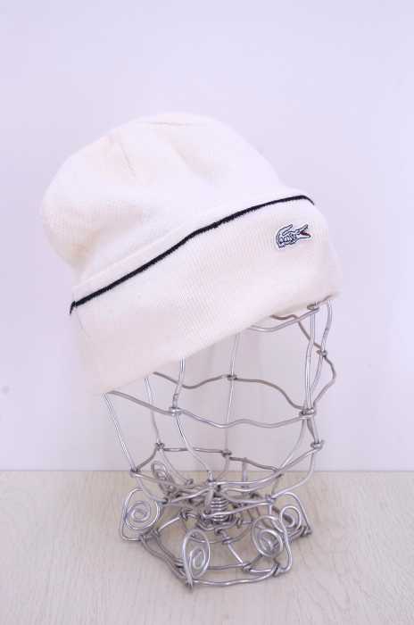 LACOSTE （ラコステ） ワンポイントロゴ刺繍ワッペン ウールニット帽 メンズ 帽子