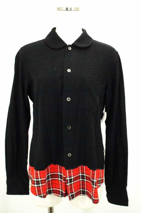 BLACK COMME des GARCONS （ブラックコムデギャルソン） AD2009 ラウンドカラーチェック切替ボタンシャツ レディース トップス