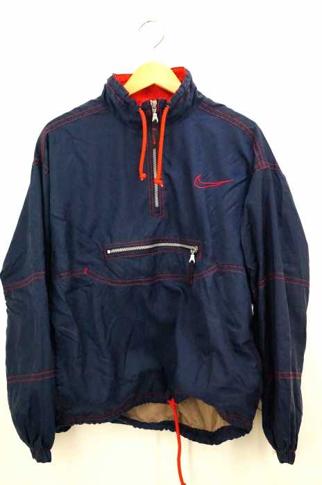 NIKE （ナイキ） 90s 銀タグ バックスウォッシュロゴプリント ハーフジップナイロンプルオーバー メンズ アウター