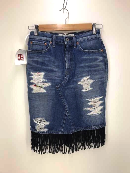 JUNYA WATANABE COMME des GARCONS（ジュンヤワタナベコムデギャルソン） AD2013 フリンジ付きダメージデニムスカート レディース スカート