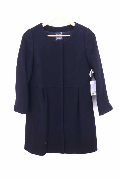Cynthia Rowley（シンシアローリー） カシミヤ混 ウエストプリーツ切替 ウールノーカラーコート レディース アウター