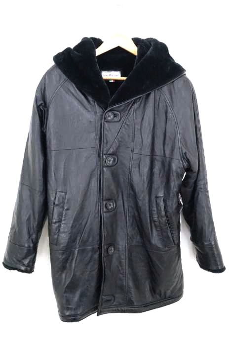 GIANNI MARIOLAND（フルギ） 裏ファーリアルレザーフーデッドジャケット　イタリア製 メンズ アウター