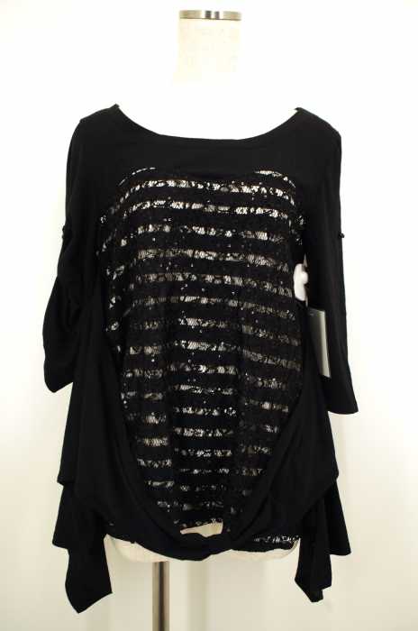 CECIL McBEE（セシルマクビー） ボーダーレースアシンメトリカットソー レディース トップス