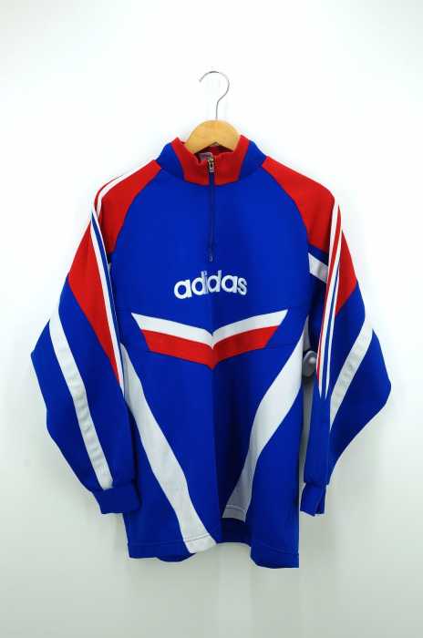 adidas （アディダス） 80s~90s ロゴ刺繍 ライン切替 ハーフジップトラックジャケット メンズ トップス