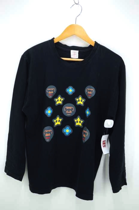 A BATHING APE（アベイシングエイプ） フロントプリントロングスリーブクルーネックカットソー メンズ トップス