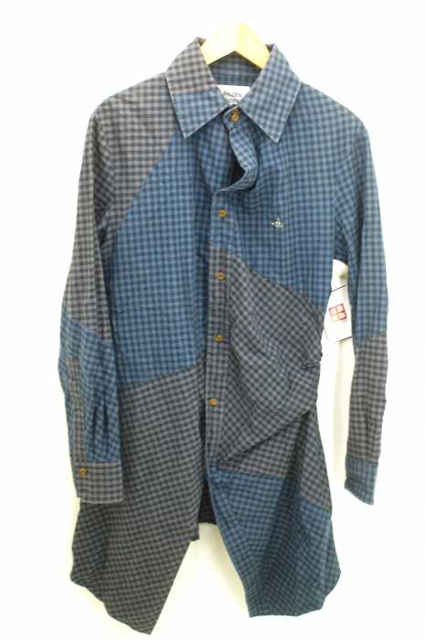 Vivienne Westwood MAN（ヴィヴィアンウエストウッドマン） ギンガムチェック柄再構築変形ロングシャツ メンズ トップス