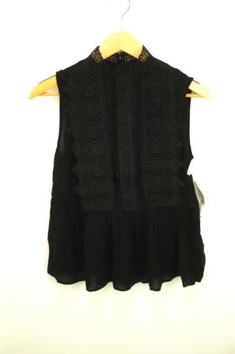 AZUL by moussy （アズールバイマウジー） レース切替ノースリブラウス レディース トップス