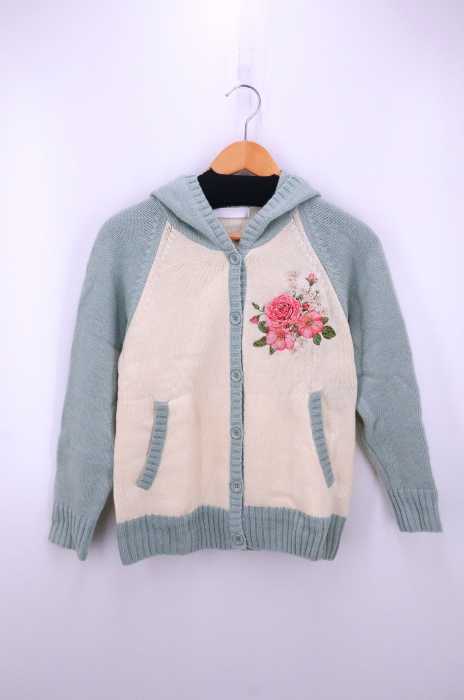 PINK HOUSE（ピンクハウス） 16AW イングリッシュローズ刺繍入りフード付きニットカーディガン レディース トップス