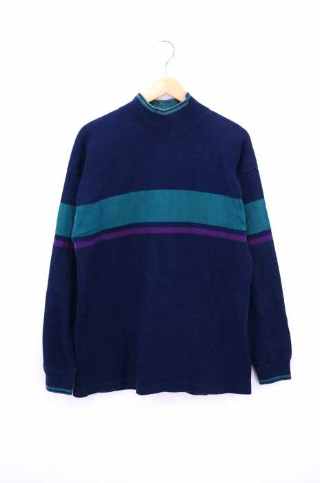 L.L.Bean (エルエルビーン) 90s ボーダー柄モックネックスウェット メンズ トップス