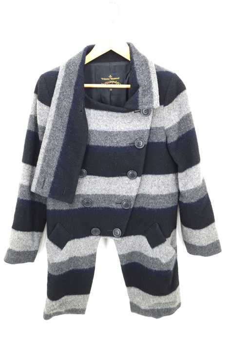 Vivienne Westwood ANGLOMANIA（ヴィヴィアンウエストウッド アングロマニア） 15AW 裏地オーブモノグラム刺繍 グラデーションボーダー ウール変形ジャケット レディース アウター