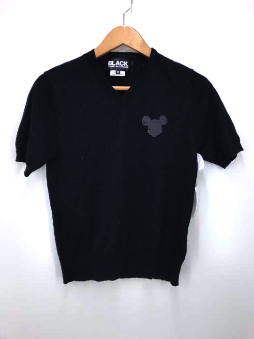 BLACK COMME des GARCONS（ブラックコムデギャルソン） AD2010 胸ラバープリント半袖ニット レディース トップス