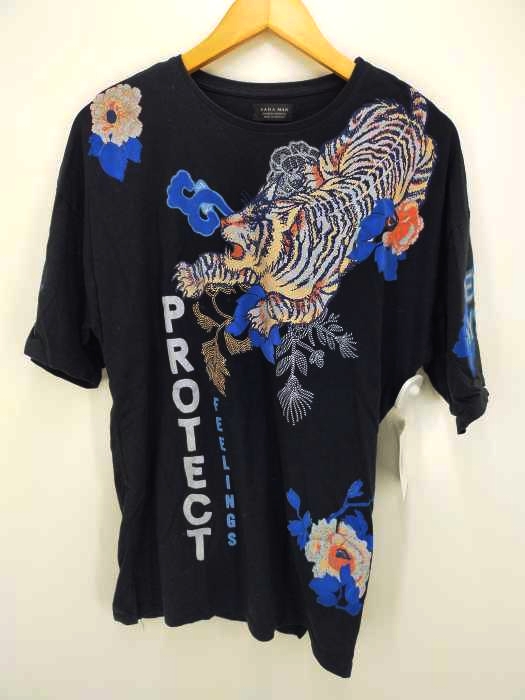 ZARA MAN（ザラマン） フロントプリント クルーネック Tシャツ メンズ トップス