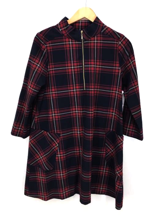ZARA(ザラ) 1/3ジップ バイヤスチェック柄ワンピース レディース ワンピース