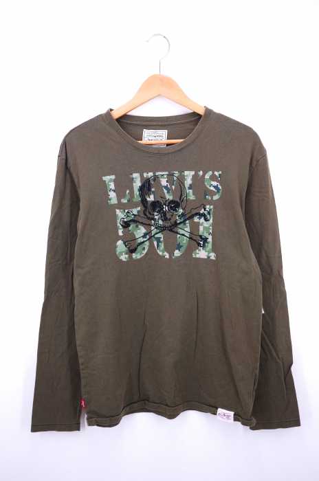 Levi's （リーバイス） スカル刺繍 ロゴプリントコットンクルーネックロンT メンズ トップス