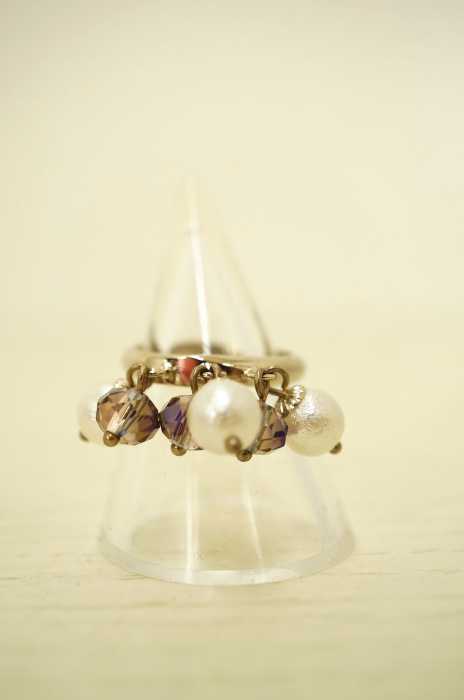 ANNA SUI (アナスイ) パール&ストーンモチーフ装飾シルバーリング レディース アクセサリー
