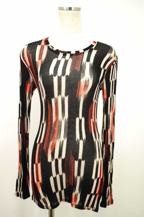 BCBG MAXAZRIA （ビーシービージーマックスアズリア） Agda Long Sleeve Crewneck Top 総柄ニットカットソー レディース トップス