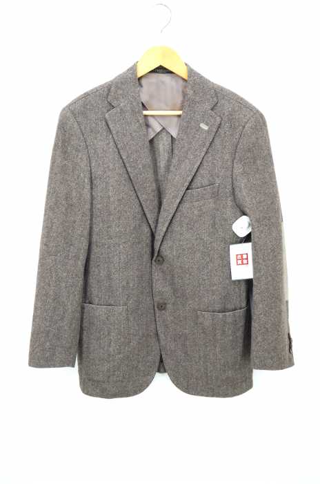 Corneliani（コルネリアーニ） カシミヤ＆アンゴラ混 エルボーパッチヘリンボーン2Bテーラードジャケット メンズ アウター