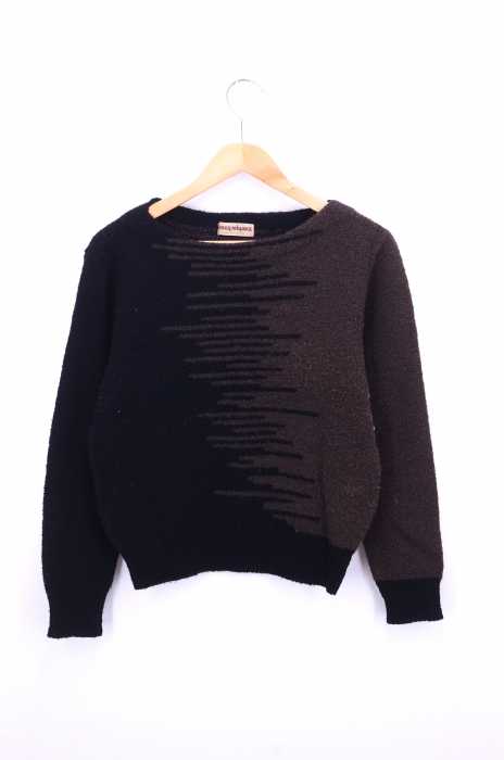 ISSEY MIYAKE（イッセイミヤケ） 80s 初期タグ ALL STYLE バイカラーワイドネックウールニット レディース トップス