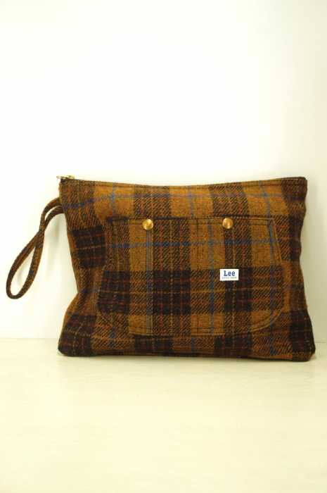 HARRISTWEED×Lee（ハリスツイード×リー） チェック柄クラッチバッグ メンズ バッグ