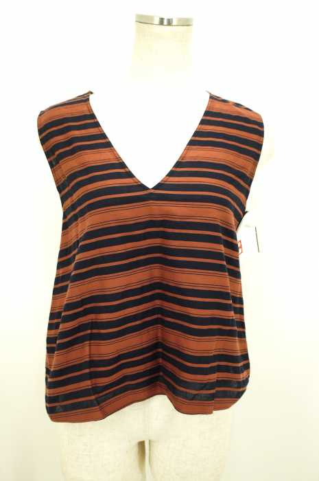MACPHEE （マカフィー） 15SS コットンシルクボーダー Vネックブラウス レディース トップス
