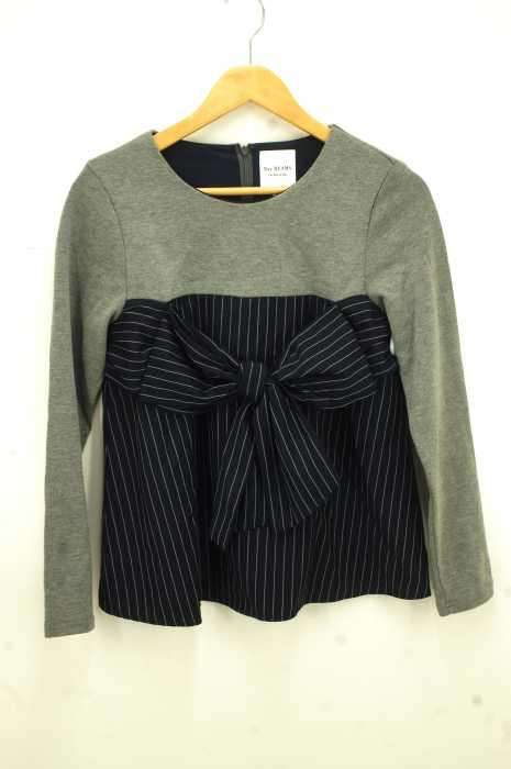 Ray BEAMS （レイビームス） ストライプ 切替え リボンプルオーバー レディース トップス