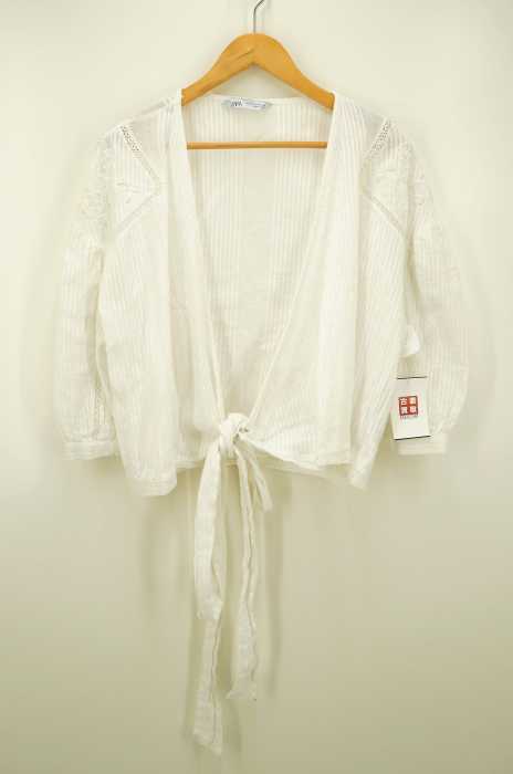 ZARA（ザラ） パフスリーブ フラワー刺繍ブラウス レディース トップス