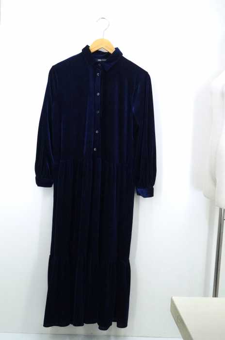 ZARA（ザラ） ワイドシルエット ベルベットコーデュロイマーメイドプルオーバーシャツワンピース レディース ワンピース