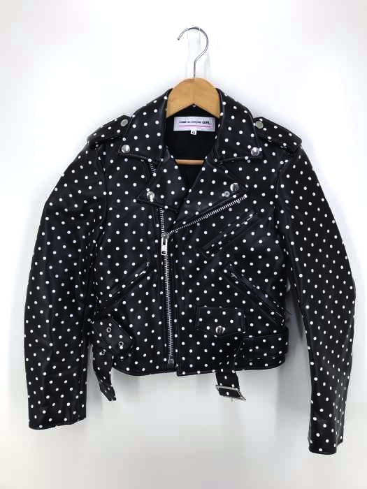 COMME DES GARCONS GIRL（コムデギャルソンガール） AD2016 POLKA DOT BIKER JACKET フェイクレザードット柄ライダースジャケット レディース アウター