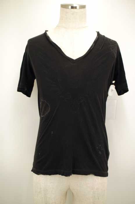 DSQUARED2 （ディースクエアード） リペア加工プリントVネックTシャツ メンズ トップス