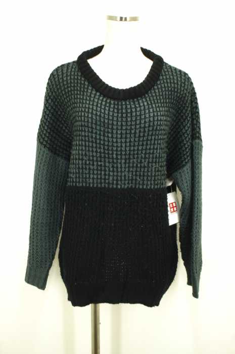 AZUL by moussy （アズールバイマウジー） 13AW ACワッフル配色ラウンドネック長袖プルオーバー レディース トップス