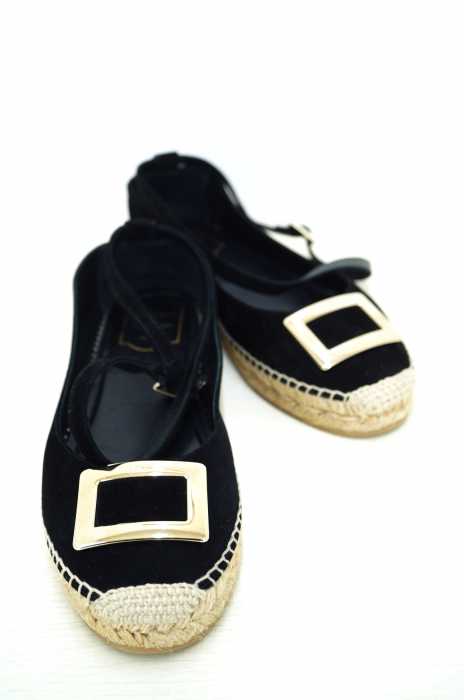 Roger Vivier （ロシェヴィヴィエ） プレート装飾 スウェードエスパドリーユパンプス レディース シューズ