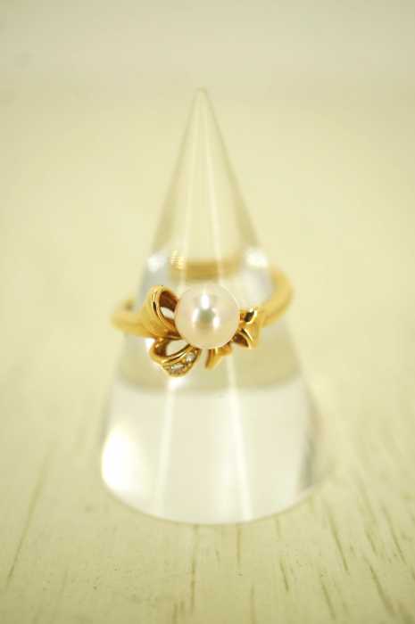 TASAKI （田崎真珠） K18YG アコヤ真珠 ダイヤ リング 径約5.8mm D0.01ct レディース アクセサリー